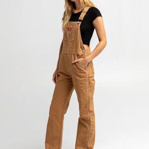 DICKIES Womens Relaxed Fit Bib Overalls - Camel XS